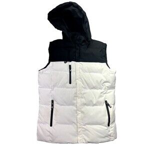 V.I.P Collection Men's Reversible Hooded Insulated Vest Size M‎ Pleather White
